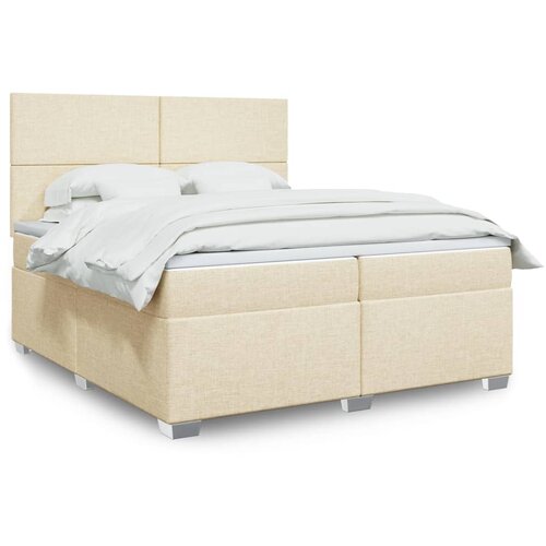  Krevet s oprugama i madracem krem 200 x 200 cm od tkanine Cijene