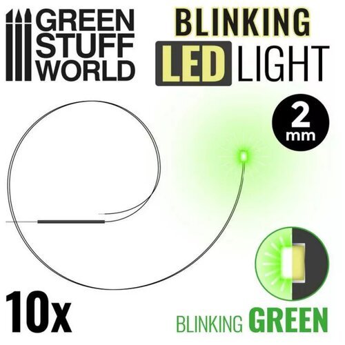 Green Stuff World Micro LEDs - BLINKING Green - 2mm (0805 SMD) Slike
