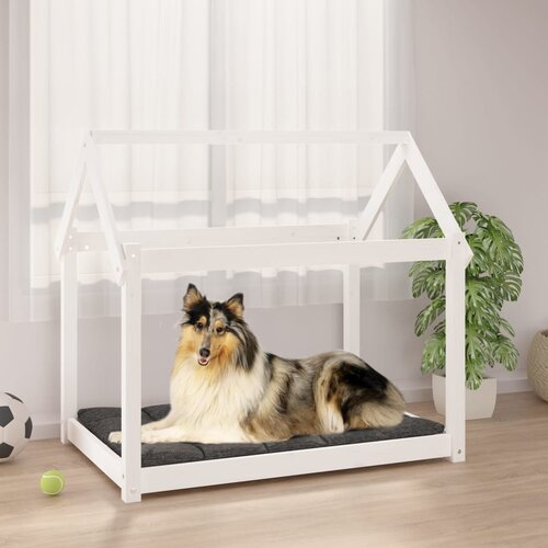 VidaXL Krevet za pse bijeli 101x70x90 cm od masivne borovine Slike