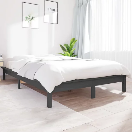 vidaXL Okvir za krevet sivi 200 x 200 cm od masivne borovine