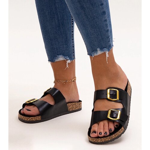 Gemre Black flip-flops on cork sole Oline Cene