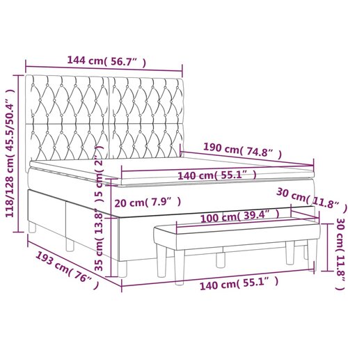  Krevet s oprugama i madracem plavi 140 x 190 cm od tkanine Slike