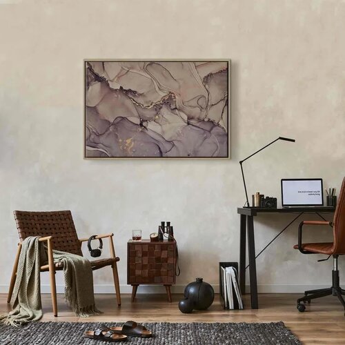  Slika - Watercolour abstraction - powder pink marble with gold accents 120x80 U prirodnom drvenom okviru Slike