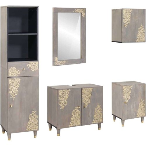 VidaXL Set namje&amp;scaron;taja za kupaonicu Zidne 5 pcs Siva 62 x 33 x 58 cm Slike