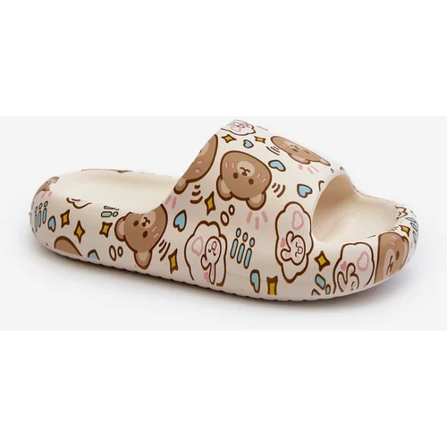 Kesi Children's light slippers with teddy bear, beige Evitrapa