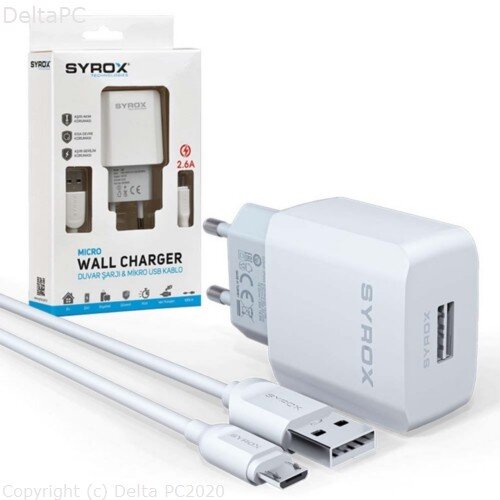 Syrox USB Brzi Zidni Punjac 2.6 A Kabel USB-A na Micro SX-J47 Cijene