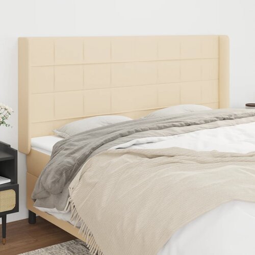 VidaXL Vzglavje z u&amp;scaron;esi krem 183x16x118/128 cm blago Slike