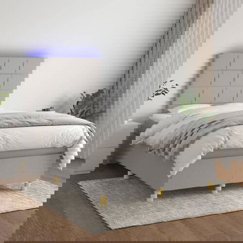 The Living Store Box spring postelja z vzmetnico LED sv. siva 120x200 cm blago - Box Spring Postelja, (21516433) Slike
