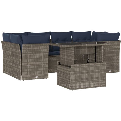 vidaXL 7-delni vrtni komplet sedežnih garnitur z blazinami siv poli ratan, (5000293621) Cene