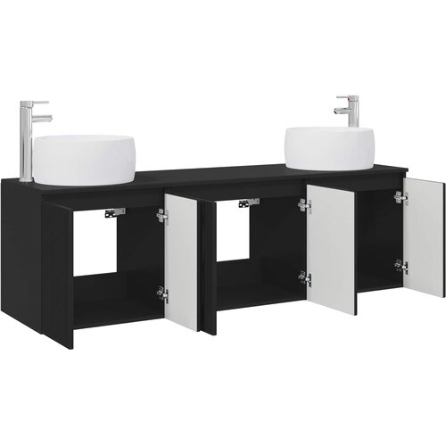  Set ormarića za kupaonicu 3 kom. Crna 49,5 x 44,5 x 66 cm Slike