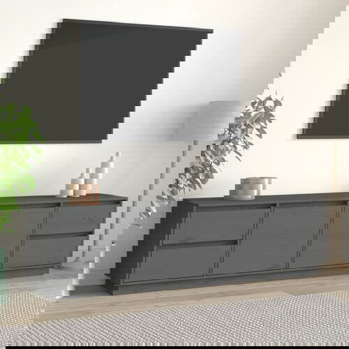 The Living Store TV omarica siva 176x37x47,5 cm trdna borovina - TV Omarica, (21375173) Slike