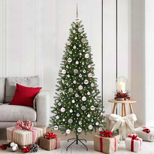 vidaXL Umestno božično drevo med 300 LED Zelena 180 cm PE in PVC Cene