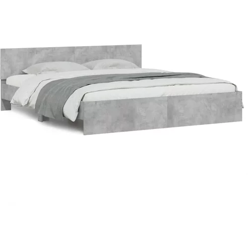 vidaXL Okvir kreveta s uzglavljem boja betona 200 x 200 cm