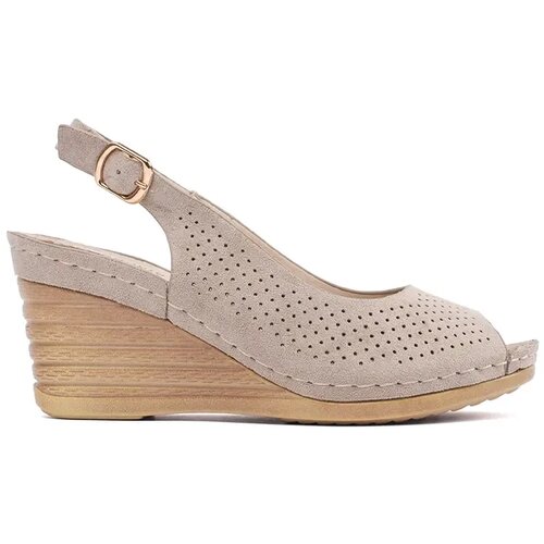 GOODIN Openwork beige wedge sandals Cene