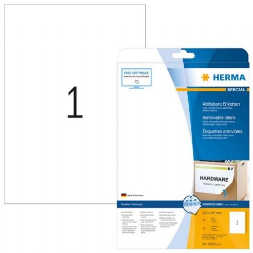 Herma Removable Labels 210X297 25 Sheets DIN A4 25 pcs. 10021 Slike