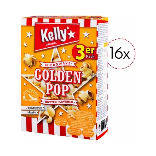 Kelly's POPCORN GOLDEN POP BUTTER za mikrovalovno pečico, 3 delni paket - 16 kosov