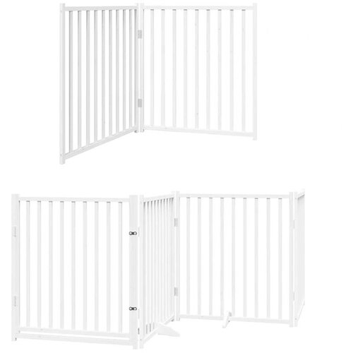  Vrata za pse s vrata&amp;scaron;cima 12 panela sklopiva 960 cm drvo topole Bijela 80 x 90 x 2 cm Slike