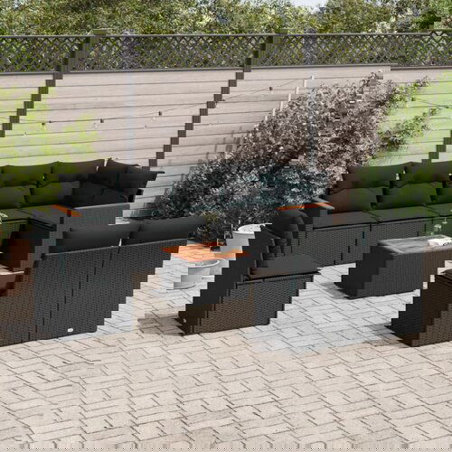 vidaXL 9-dijelni set vrtnih sofa s jastucima crni od poliratana Cijene