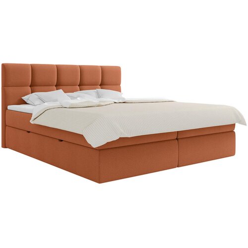 MID.YOU POSTELJA Z VZMETNICO 200 cm x 220 cm , les, tekstil, leseni material opečnato rjava Cene