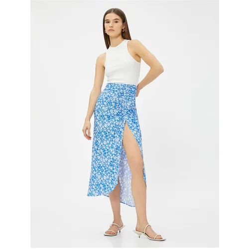 Koton Floral Midi Skirt with Slits Ecovero Viscose