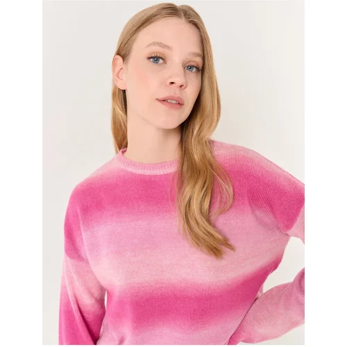 Jimmy Key Pink Long Sleeve Crew Neck Color Block Sweater
