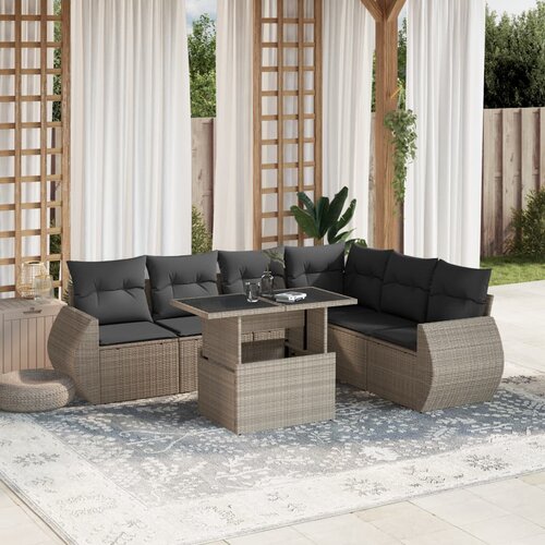 vidaXL 7-dijelni set vrtnih sofa svjetlosivi od poliratana Cijene