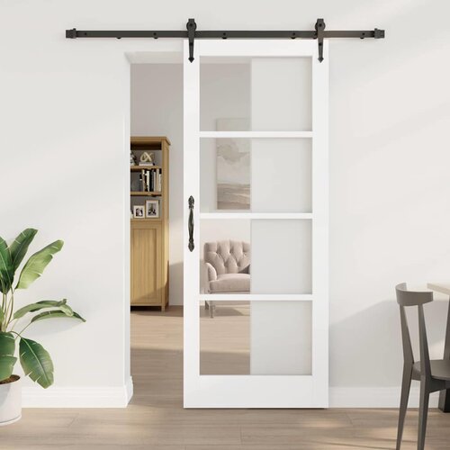 Klizna vrata 83 x 211 cm Masivna borovina i staklo Bijelo Cene