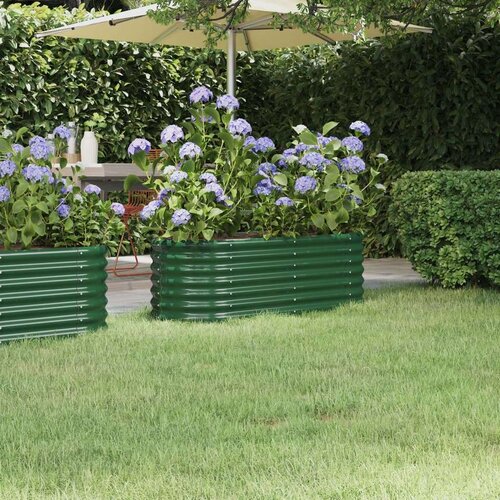 vidaXL visoka greda iz pra&scaron;no premazanega jekla 114x40x36 cm zelena Cene
