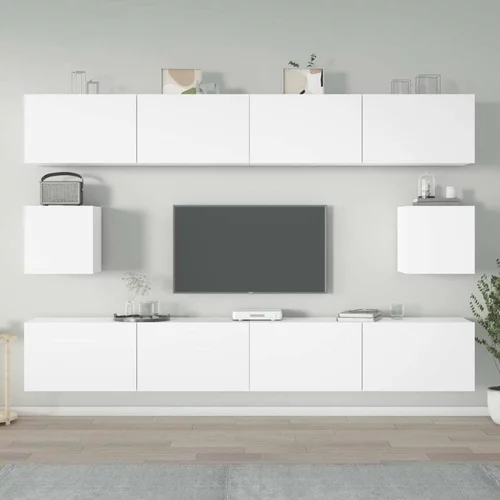  Komplet TV omaric 6-delni bel inženirski les, (20733940)
