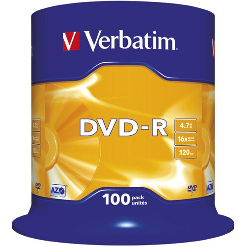  DVD-R 4,7/120 16x spindl Mat Silver pk100 Verbatim 43549 Slike