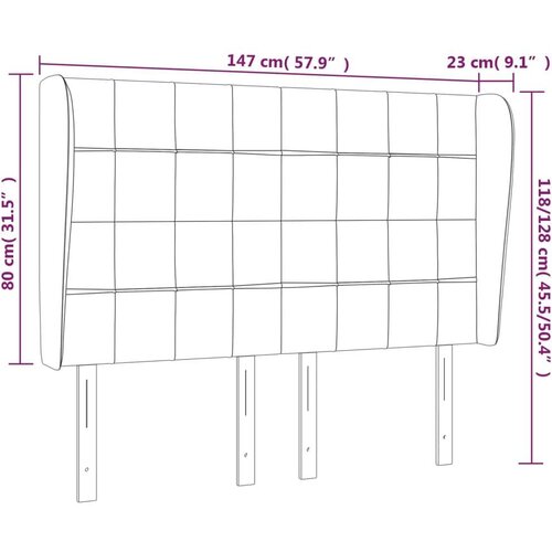  Uzglavlje s u&amp;scaron;ima tamnosivi 147x23x118/128 cm bar&amp;scaron;unasti Slike