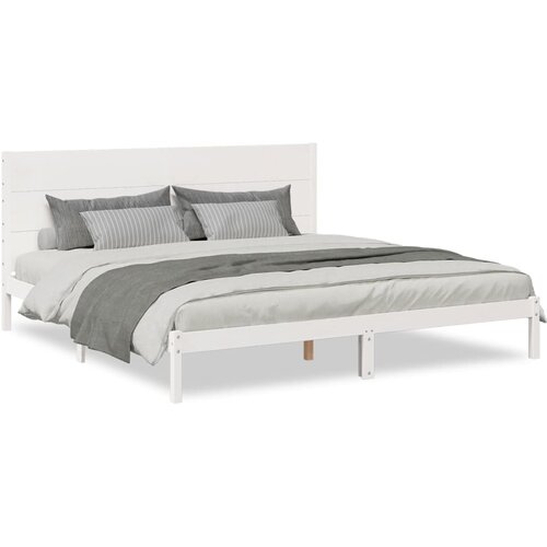 Maison Chic Daljši Posteljni Okvir - Dvoposteljna postelja brez vzmetnice bel 200x220 cm trden les, (22082640) Cene