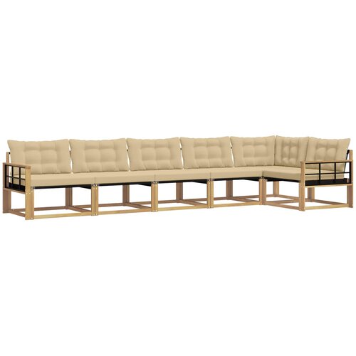  Set vanjskih sofa 6 kom. Bijela i bež Smeđa 406 x 168,5 x 73 cm Slike