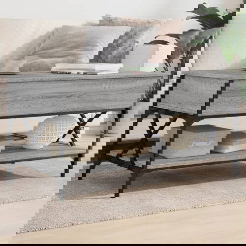vidaXL Stolić za kavu siva boja hrasta 100x50x50 cm od drva i metala Cene