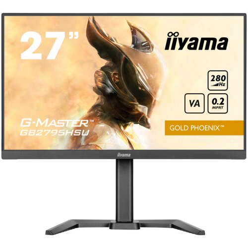 Iiyama 27inch Fast VA Gaming G-Master Gold Phoenix Free Sync Premium 1920x1080 at280Hz 300cd 4000:1 HDMI DP Speakers USB Black Tuner 15cm Height S Cene