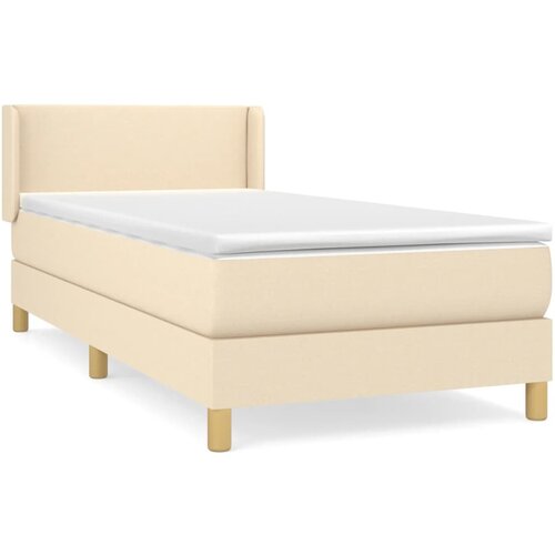 vidaXL Box spring postelja z vzmetnico krem 90x200 cm blago, (20893777) Cene