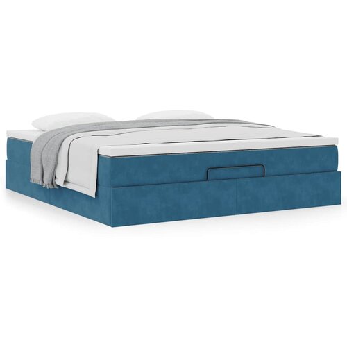 VidaXL Otomanski krevet s madracem tamnoplavi 180x200 cm bar&amp;scaron;unasti Slike