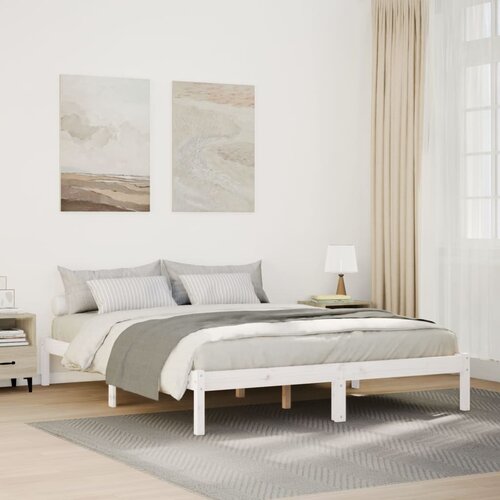 VidaXL Dugi okvir kreveta bez madraca bijeli 160 x 210 cm od borovine Slike