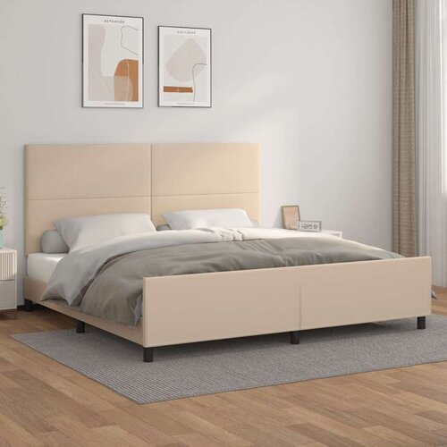  Posteljni okvir z vzglavjem kapučino 200x200 cm umetno usnje, (20903714) Slike