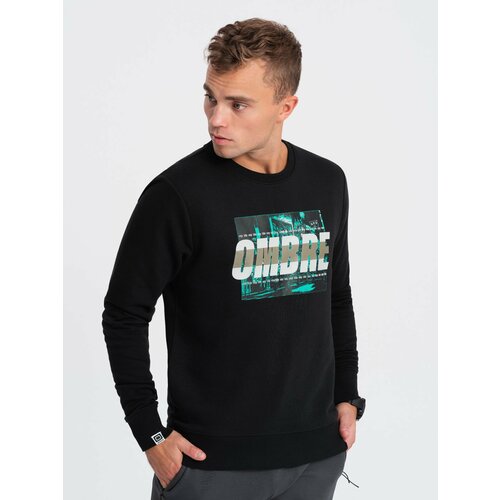 Ombre Men's printed sweatshirt worn over the head - black Slike