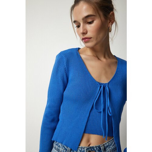  Women's Blue Corded Knitwear Crop Cardigan Suit Cijene