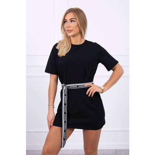 Kesi Dress with decorative belt black Slike