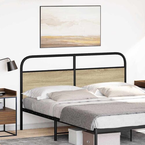 Maison Chic posteljno vzglavje - vzglavna omarica - nočna omarica sonoma hrast 150 cm jeklo in inženirski les, (21710913) Slike