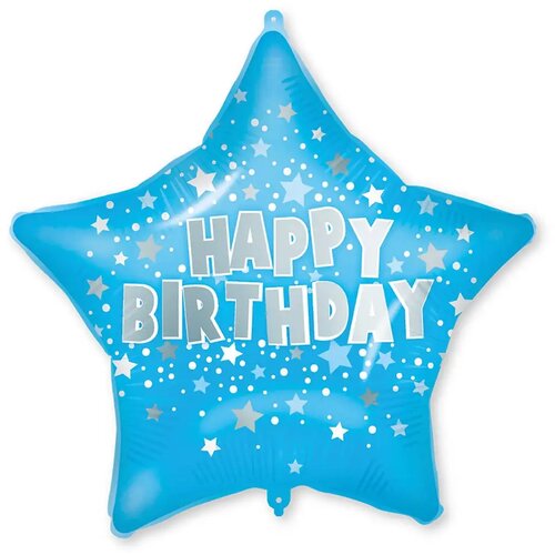 Procos Rođendanski folija balon – Plavi sa zvjezdicama i natpisom „Happy Birthday” 46 cm Cene