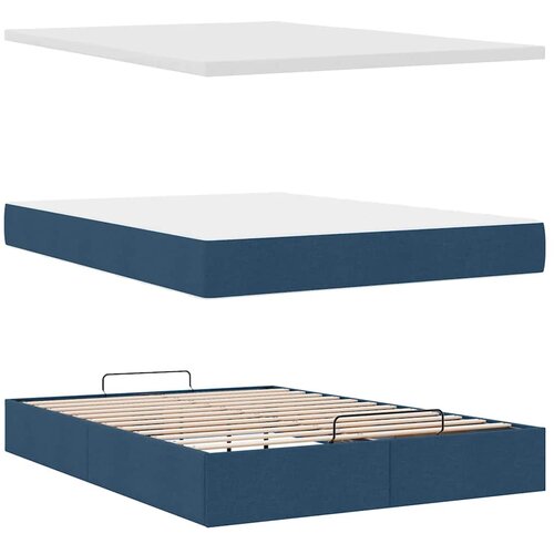  Otomanski okvir kreveta s madracem plavi 140x200cm od tkanine Slike
