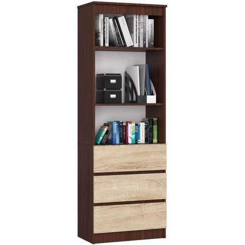AKORD Regal, 3 Predali In 2 Polici, Wenge/Hrast Sonoma, (5000332524) Cene