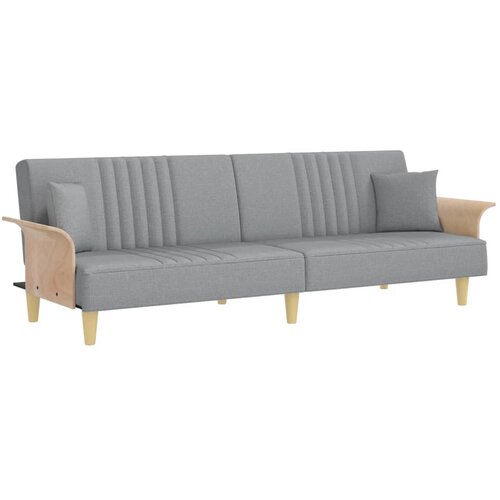 Maison Chic Raztegljiv kavč - Raztegljivi divan z naslonjali za roke svetlo sivo blago, (21729336) Cene