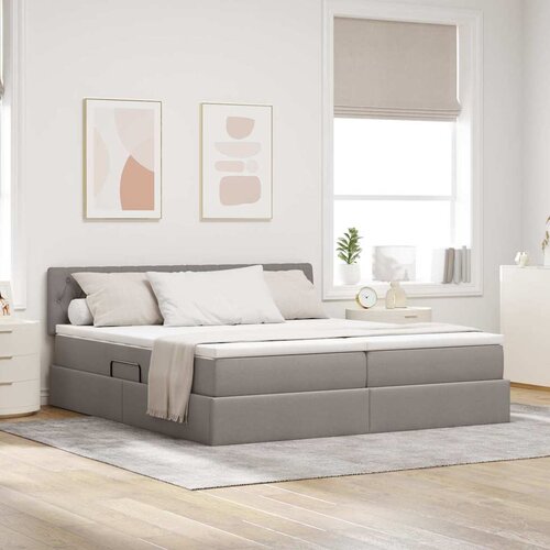  Krevet s od storage Sivo-smeđa 200 x 200 cm Lažna koža Cijene