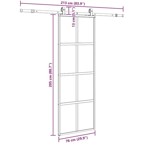  Klizna vrata s priborom crna 76 x 205 cm kaljeno staklo Slike