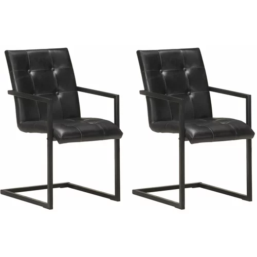 vidaXL konzolne blagovaonske stolice od prave kože 2 kom crne